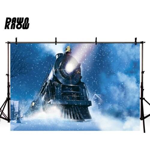 DAWNKNOW Merry Christmas Winter Wonderland Photography Background Backdrops Snow Train Celebrate Photocall Photo Studio lv1192