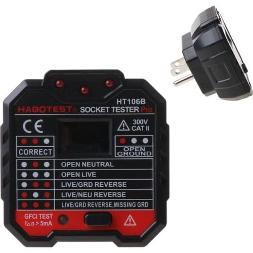 Electric Socket Tester Voltage Test Socket Detector UK US EU Plug Ground Zero Line Plug Polarity Phase Check Socket Tester