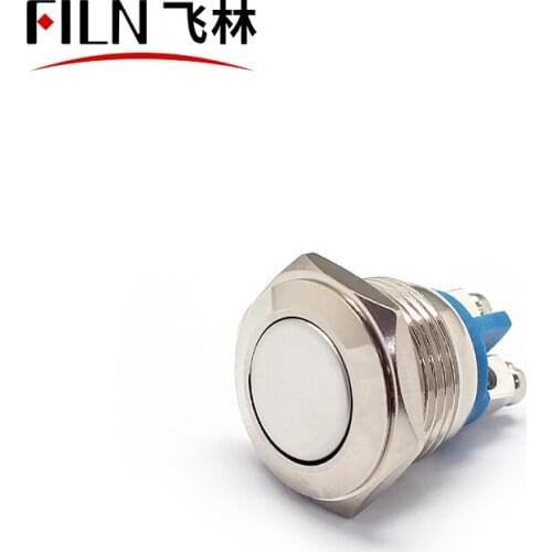 FILN 16mm Flat head NO LED tainless steel Push Button Switch waterproof switch with screw feet