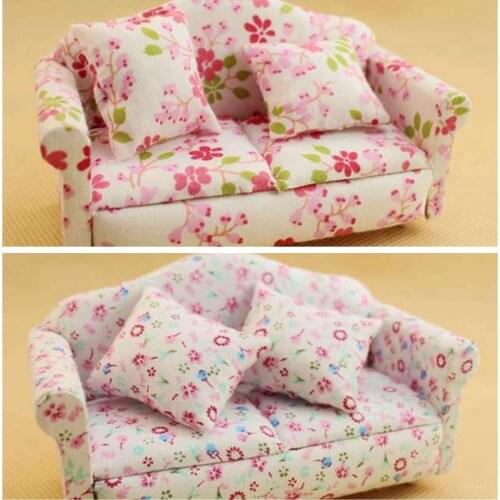 G05-X386 children baby gift Toy 1:12 Dollhouse mini Furniture Miniature rement flower sofa 1pcs