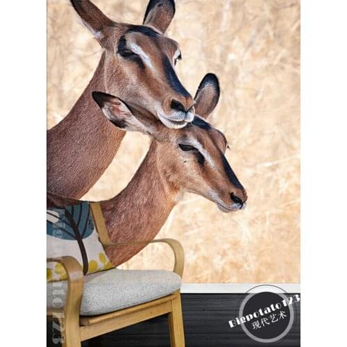Custom 3D nature mural,Lovely beautiful prairie two deer animal photography,living room TV wall bedroom wallpaper