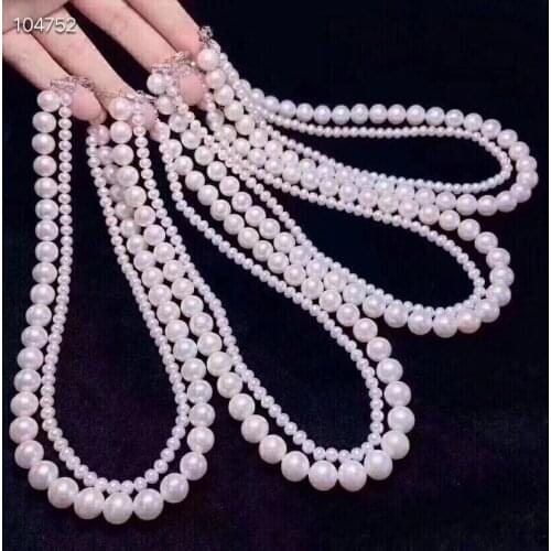 Fine Jewelry Natural Fresh Water 4-8mm Gray Peals Necklaces for Women Fine Pearls Necklaces