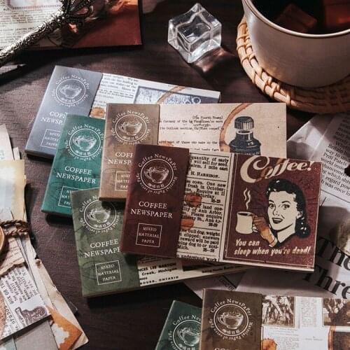 Coffee Newspaper Series Multi Material Paper Vintage Kraft Paper Card DIY Sticker Scrapbooking Diary Decoration Stationery