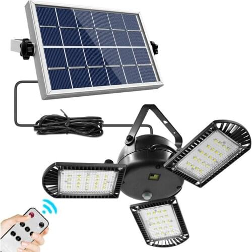 Solar led garage lamp 60led 7w light IP65 waterproof folding fan bulb angle adjustable suitable for home warehouse lighting