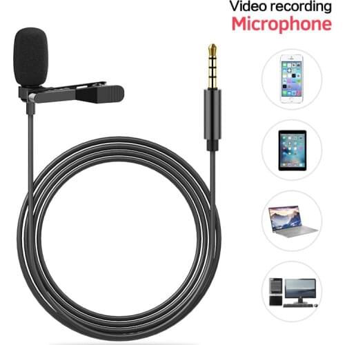 1.5M Mini Portable Microphone Condenser Clip-on Lapel Mic Wired Mikrofo For Singing Live Broadcast Lecture Microfon For Phone PC