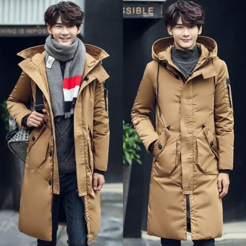 Mens Down Cotton Padded Outwear Winter Parka Jacket Warm Hooded Long Coat Casual N050