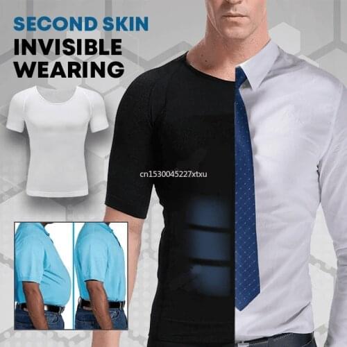 Mens Shaper Cooling T-Shirt Compression Shapewear Body Shaper Chest Binder Shirt Slimming Waist Tummy Trimmer Shapers Body Top