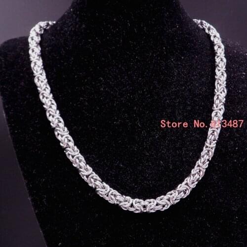 7"-40" Fashion mens jewelry trendy stainless steel byzantine chain necklace link chain 8mm Free Shipping
