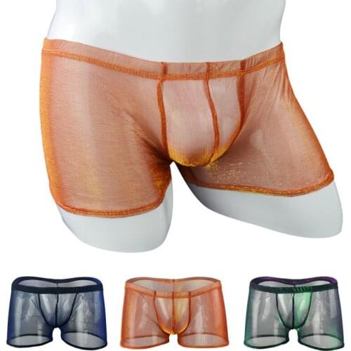 Mens sexy underwear underwear sexy breathable lace symphony color change flat feet temptation transparent boxer briefs youth fa