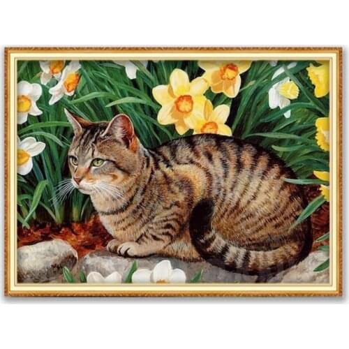 Animal Cat Full Drill Square Round DIY 5D Diamond Painting Set Diamond Mosaic Embroidery Rhinestone Picture Art Prints Wholesale