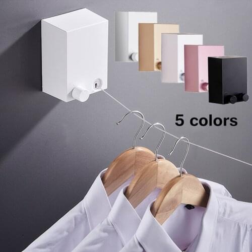 Outdoor Retractable Clothesline Indoor Clothes Drying Rack Wall Mounted Laundry Dryer Hanger Bathroom Invisible Clothes Line