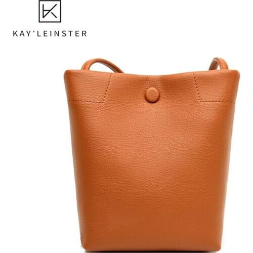 2020 New Genuine Leather Wome Shoulder Bags Simple Fashion Female Bucket Bag Soft Luxury Wild Crossbody Purse Mochila Feminina