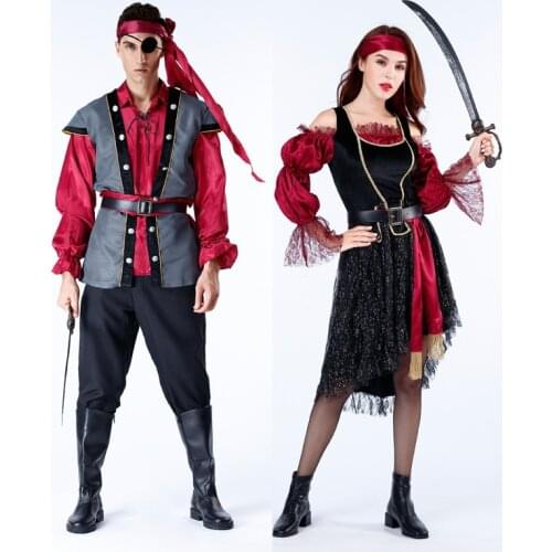Pirate Costumes Halloween Adult Male And Female Caribbean Pirate Jack Sparrow Cosplay Couples Costume
