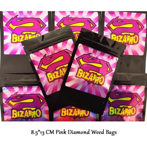 8.5*13 CM Pink Diamond Pattern Plastic Bags Tobacco Candy Storage Bag For Women Men Smell Proof Zip Lock Bags Wholesale Gifts