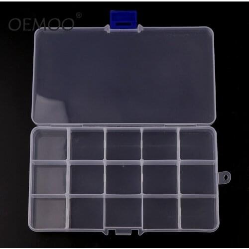 Plastic 15 Slots Compartment Adjustable Necklace Transparent Storage Box Case Organizer Removable Makeup Jewelry Scattered Beads