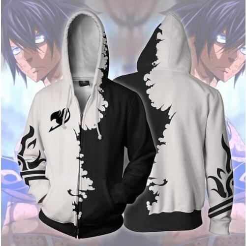 Fairy tail 3D Printing Casual Zipper Hoodies Natsu sweatshirt For Mens Womens Long Sleeve Hooded Pocket Pullovers Tops unisex