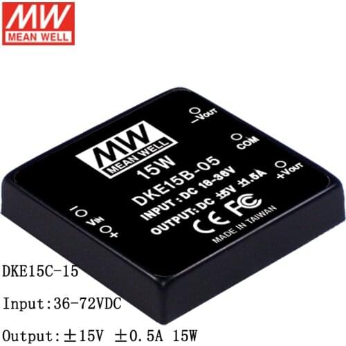 MEAN WELL DKE15C-15 DC-DC Regulated Dual Output Converter 36-72V DC to ±15V DC ±0.5A 15W Module type Switching Power Supply