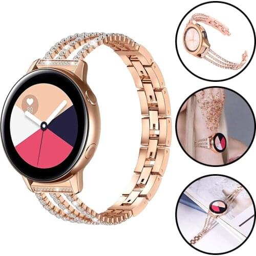 Womens Diamond Strap for Samsung Galaxy Watch 3 41mm 45mm Band Bracelet S3 S2 42mm 46mm Active 2 Gear Sport 20mm 22mm Wristband