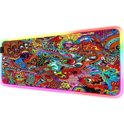 RGB Mouse Pad Gamer Accessories Large LED MousePad Gaming PC Desk Play Mat with Backlit Doodle illustration painted dragon