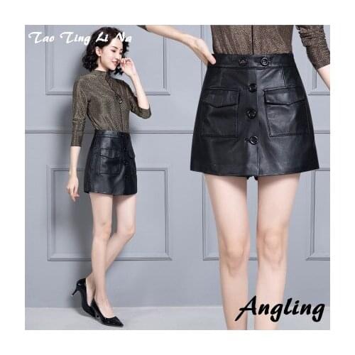 Top brand Women New 2020 Real Genuine Sheep Leather Shorts KS72 high quality