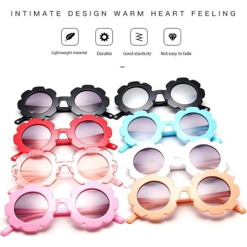 Children Cute Cartoon Flower Heart Sunglasses Kids Round Flower Glasses Baby Children Uv400 Outdoor Car Sport Eyewear For Girls