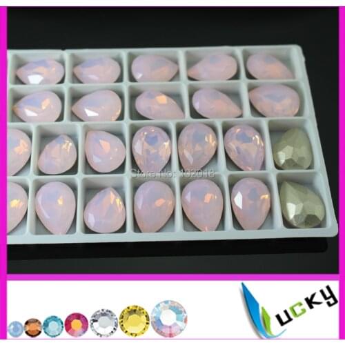 Super shiny pear crystal fancy K9 stones for jewelry making 36pcs 13x18mm pink opal pointed back rhinestones