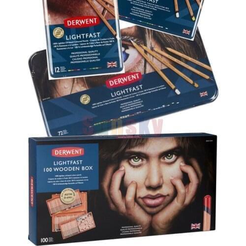 Derwent Lightfast Coloured Pencil art painting colored pencil set, Oily Colored Pencils 24/36/72/100 Pieces Tin Box Soft Cores