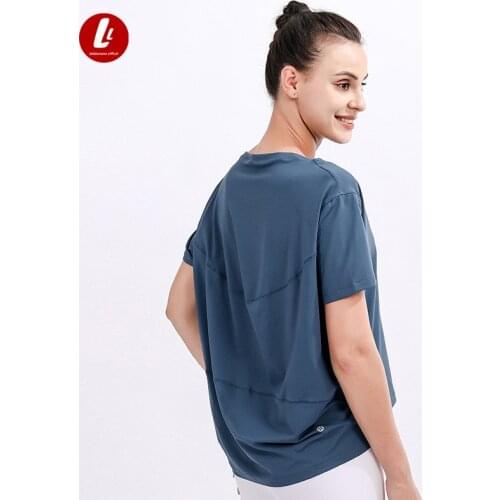 Lulu Top Women Waist Cross Wrapping Brushed Workout Crop Shirts Short Sleeve Sports Tops Back Tie Fitness Yoga Tees