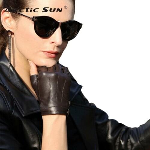 2020 Top Fashion Color Unisex Fingerless Gloves Wrist Half Finger Genuine Leather Glove Sheepskin Driving Mittens L135NN