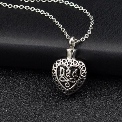 Heart Urn Necklace for Ashes - Cremation Jewelry Keepsake Dad Memorial Pendants