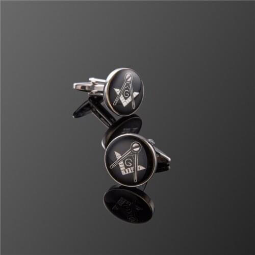 XK392 High quality mens shirts Masonic logo Cufflinks Gold Round / Masonic Cufflinks / mens shirts, clothing accessories