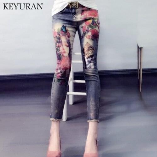 Womens Jeans Boyfriend Ripped Jeans for Women Harajuku Printed Pantalon Femme Stretch Trousers Pencil Pants Pantalones Vaqueros