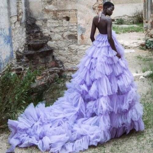 Vestidos de fiesta Lavender Evening Dress Sexy Backless Prom Dresses Tulle robe de soiree longue Fashion Evening Gowns Lush