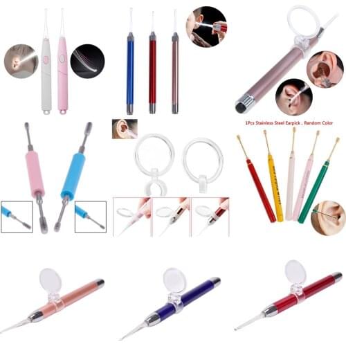 1Set LED FlashLight Earpick Ear Cleaner Endoscope Penlight Spoon Cleaning Ear Curette Light Spoon Baby Ear Wax Removal Tool Hot