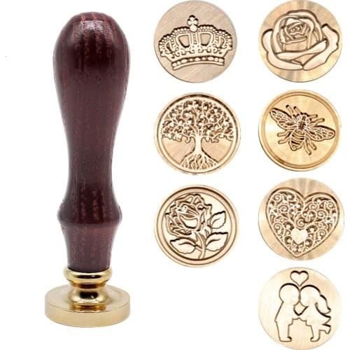 1pcs Paint Seal Retro Metal Stamp Head Envelope Stamps Rose Crown Tree Ornament Classic Wedding Invitations Wax Seal Stamp