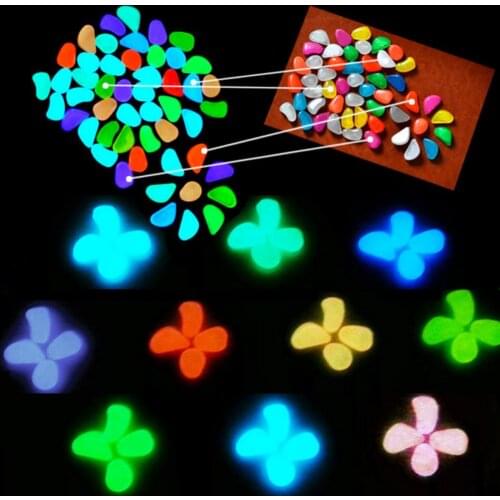 100Pcs Luminous Pebbles Glow in the Dark Rock Pebbles Stone Plastic Outdoor Yard Decor Garden Yard DIY Decoration for Aquarium