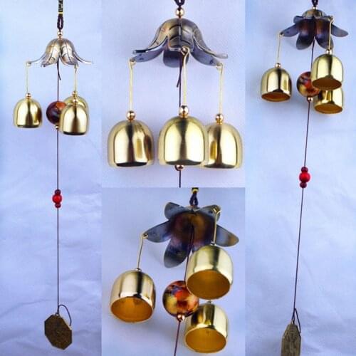 3 Bells Copper Wind Chimes for Outdoor Living Yard Garden Decoration Hanging Windchimes Craft Gifts Carillon De Jardin