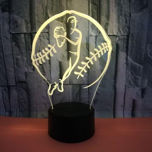 3d Creative Table Lamps Playing Baseball Usb 3d Lamp Colorful Touch Led Visual Gift Atmosphere Table Moderne Desk Lamp