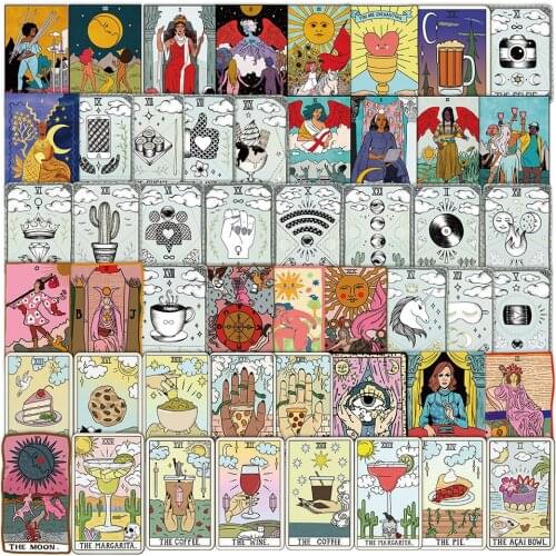 50pcs/pack Tarot Stickers Big Akana Divination Laptop Bicycle Guitar Skateboards Anime Graffiti DIY Kids Toys Decoration Decals