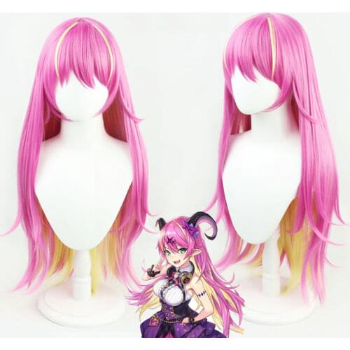 80ccm Anime VTuber Mano Aloe Hololive Youtuber Cosplay Pink Yellow Gradient Long Heat Resistant Synthetic Hair Halloween Party