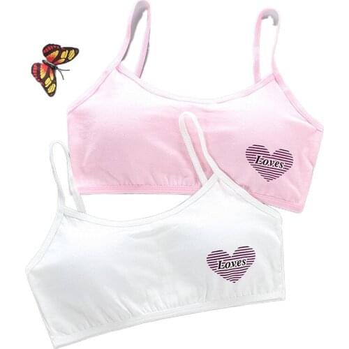 2PC Girl Bra Teen Crop Top Teen Bras 12 Underwear Vest Racerback 8 Puberty Sport Training Bras Streetwear Tube Top 7-14Y 10 GIFT