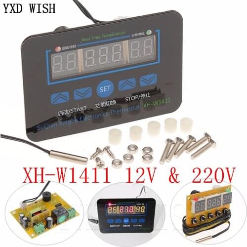 XH-W1411 Thermostat LED Digital Temperature Controller AC 12V 220V 10A Switch Thermometer Smart Temperature Regulator DC 12&220V