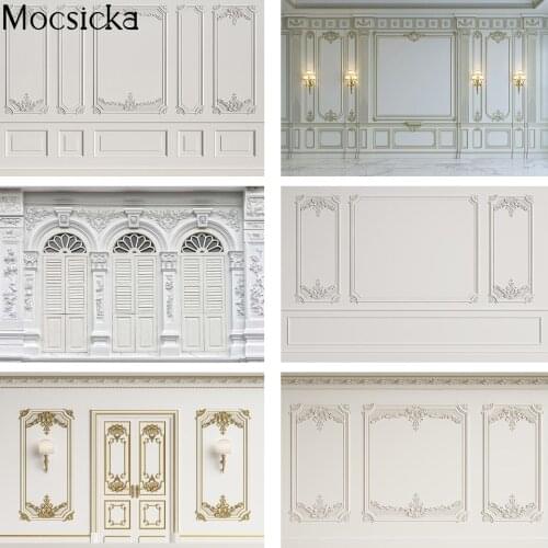 Gray White Wall Door Photography Backdrop Wedding Retro Portrait Photo Background Newborn Baby Pattern Photo Studio Photocall