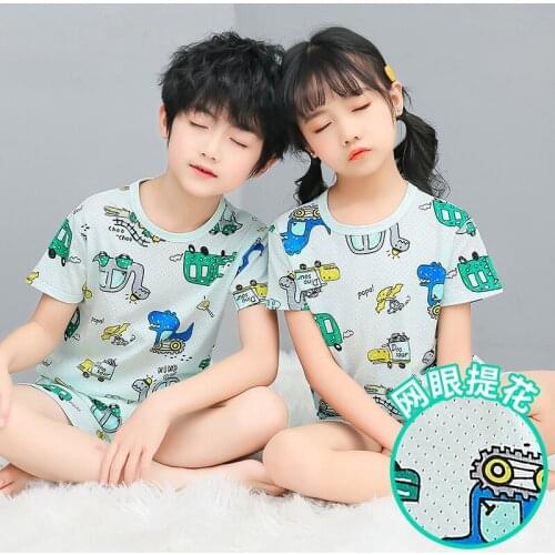 Cotton Summer Baby Pajamas Children Top+Shorts Sleepwear Toddler Boys Girls Mesh Clothes Pyjamas Kids Nightwear Home Clothing