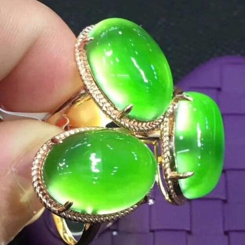 100% Real and Natural Original Jade Ring Stone Rings Solid 925 Silver Gemstone Ring