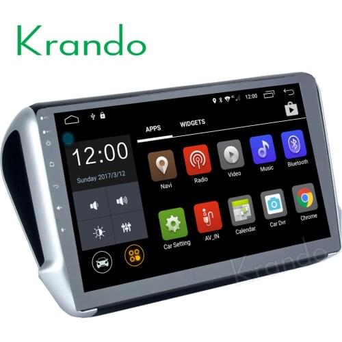 Krando 10.1" Android 8.1 car audio radio navigation multimedia system for Peugeot 208 2008 2012+ gps dvd player WIFI 3G DAB