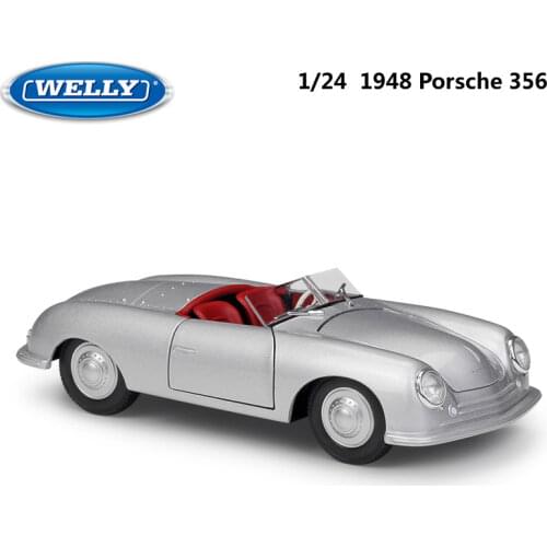 WELLY Diecast 1:24 Scale Model Car Classic Convertible 1948 Porsche 356 Metal Sports Car Alloy Toy Car For Kid Gifts Collection