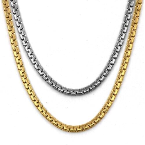 Mens Hip Hop Silver Color Chain Male Stainless Steel Chain Necklace For Men