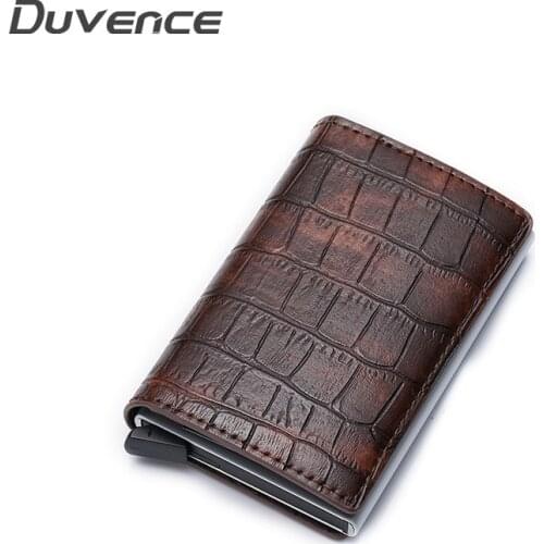 Men Card Holder Aluminum Wallets Crocodile Grain RFID Blocking Credit Card Holder Metal Bank Purse for Cards Business Automatic