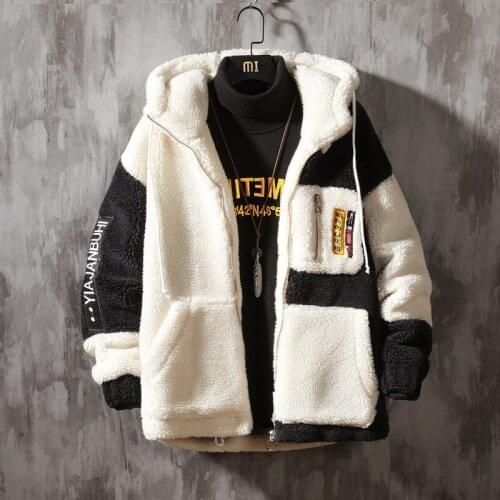 Mens Casual Loose Cotton Overcoat 2020 Winter New Lalambswool Hooded Cotton-Padded Jacket Mens Outerwear